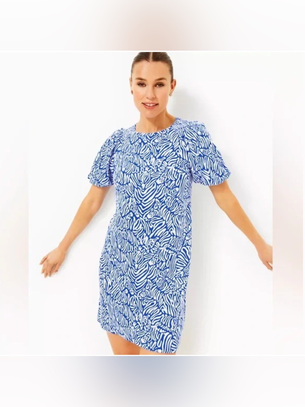 Lilly Pulitzer Rosen Dress Martinique Blue Zee Bebe Zebra Prep size large